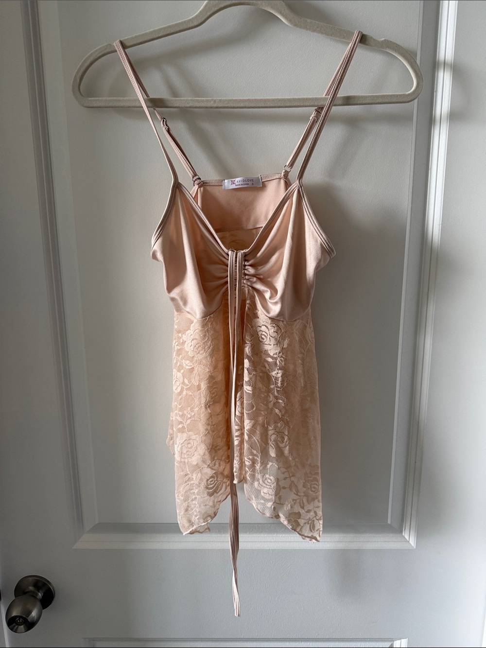 Ruched Lace-Trim Chemise Slip in Blush